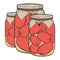 Canned tometoes preserve. Vector concept in doodle and sketch style