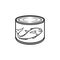 Canned tuna outline illustration on white background