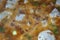 Canned white giant beans cooked in a pan with macro lens photographed