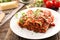 Cannelloni with minced beef and tomato