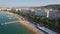 Cannes, Aerial view over the croisette at sunrise