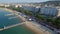 Cannes, Aerial view over the croisette at sunrise
