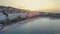 Cannes, Aerial view over the croisette at sunrise