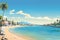 Cannes city scenery, France, a famous tourist destination with beautiful beaches. On the Mediterranean. Generative AI Illustration