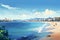 Cannes city scenery, France, a famous tourist destination with beautiful beaches. On the Mediterranean. Generative AI Illustration