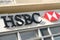Cannes, France - October 25, 2017 : close up of HSBC bank entrance sign and logo at a retail branch in Cannes, France