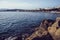 Cannes panorama from rock shore