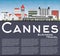 Cannes Skyline with Gray Buildings, Blue Sky and Copy Space