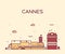 Cannes skyline trendy vector illustration linear