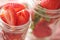 Canning jars with strawberries