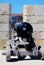 Cannon along fortified wall, Gibraltar.