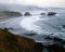 Cannon Beach on fogy morning in Oregon