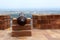 Cannon and city view in Mehrangarh Fort. Jodhpur, India