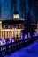 A cannon courtyard under the New Year`s reign on the territory of the Kazan Kremlin at night