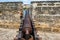 Cannon on the fortified walls of Cartagena de Indias in Colombia