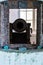 Cannon with its barrel directed out of the sally port and aimed at the dockside in Alcatraz prison, San Francisco California USA,