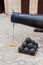 Cannon in Morro castle in Havana, Cuba. Cleaning is under way