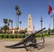 Cannon next to the fortress and Arab mosque Koutoubia is the iconic monument of Marrakech is located next to the Jemaa el Fna