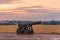 Cannon in the Santa Catalina Fortress in Portimao, viewpoint towards the Atlantic Ocean