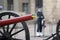 Cannon With Swedish Flag and Blurred Silhouette of Guard in Honor