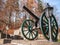 Cannon from World War I guarding the Heroes Cemetery Cimitirul Eroilor in Sinaia