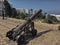 The cannons of the terrace of the lazy in Tangier, north of Morocco with view on the Straits of Gibraltar