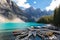 Canoas at moraine Lake Alberta Canada