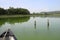 Canoe on Aiguebelette lake in France