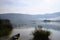 Canoe on Aiguebelette lake in France