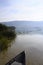 Canoe on Aiguebelette lake in France