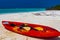 Canoe boat on white sand turquoise sea Rasdhoo island Maldives