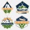 Canoe, camping and adventure vintage labels set