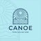 canoe or kayak logo line art simple minimalist vector illustration template icon graphic design. kayaking paddle rowing sign or