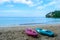 Canoe moored on the Kamala beach