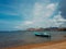 canoe parked on the beach.