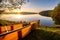 Canoe on the shore of the Boundary Waters in northern Minnesota