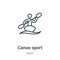 Canoe sport outline vector icon. Thin line black canoe sport icon, flat vector simple element illustration from editable sport