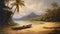 Canoe on the tropical sandy beach, A stunning summer landscape perfect for travel and vacation