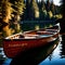 Canoe, wooden kayak rowboat traditional form of water transport on lake or river