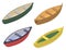 Canoeing icons set, isometric style