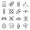 Canoeing icons set, outline style