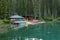 Canoeing at Lake Emerald of Yoho National Park in Canada