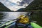 Canoeing scene on Lake Segrino