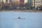 Canoeist Paddles on English Bay