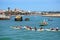 Canoeists on the river, Lagos, Portugal.