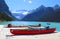 Canoes on beautiful turquoise Lake Louise