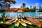 Canoes and boats in Lumpini Park in Bangkok, Thailand