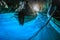 Canoes Inside turquoise grotto, Capri blue cave, Italy