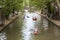 Canoes in oude gracht in centre of utrecht