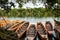 Canoes  at the shore of Canaima`s Lagoon.